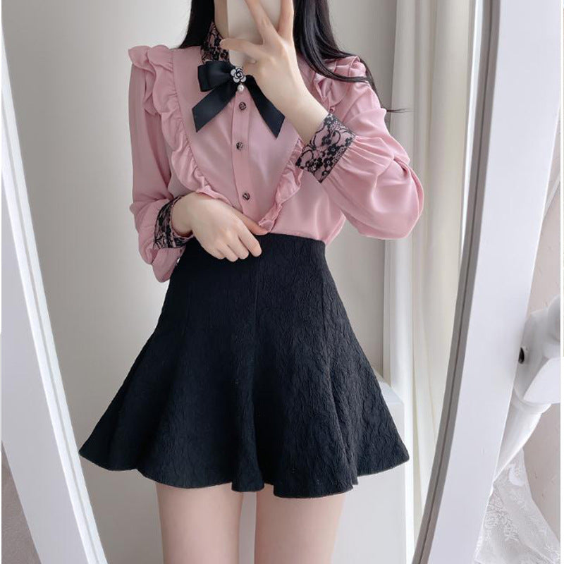 ribbon-tie blouse