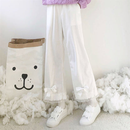 frill ribbon pants