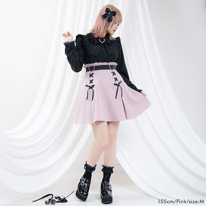 Heart buckle ribbon skirt