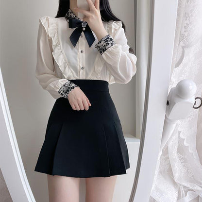 ribbon-tie blouse