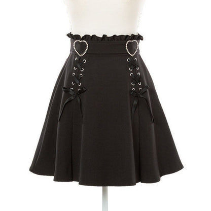 Heart buckle ribbon skirt