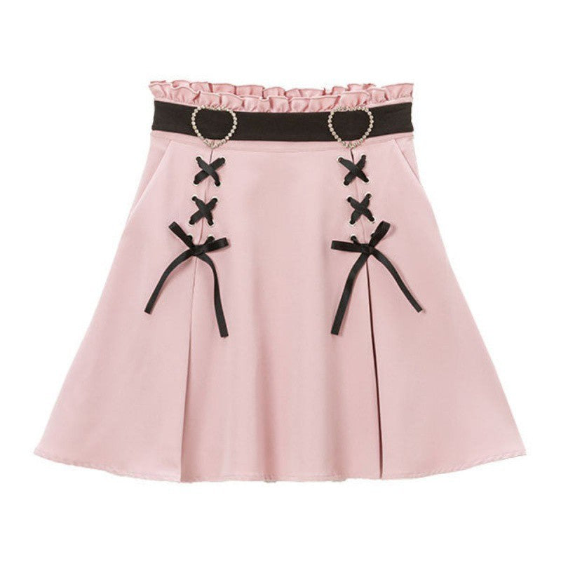 Heart buckle ribbon skirt