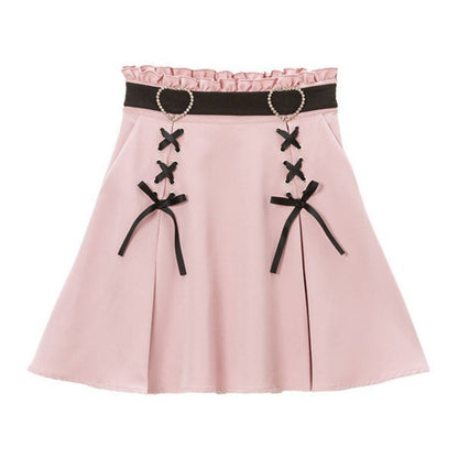 Heart buckle ribbon skirt