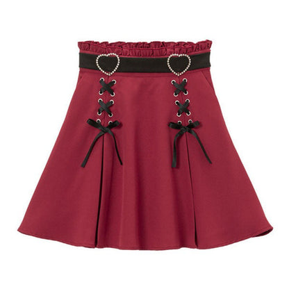 Heart buckle ribbon skirt