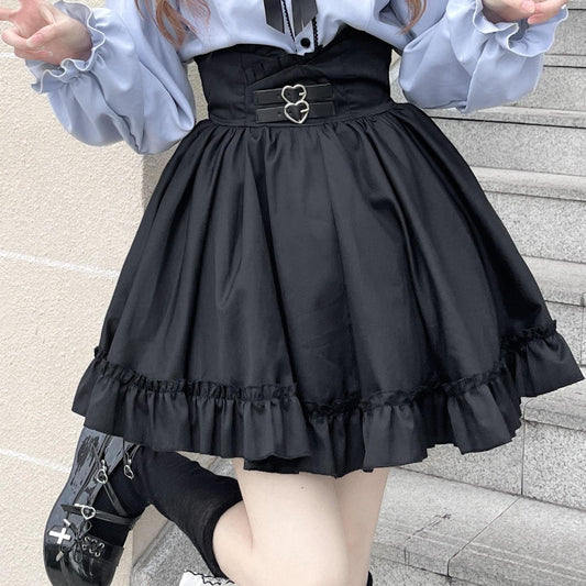 high-waist  black skirt