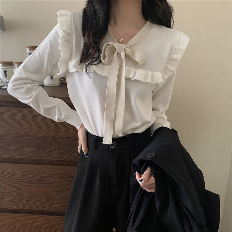 ribbon frill colour blouse